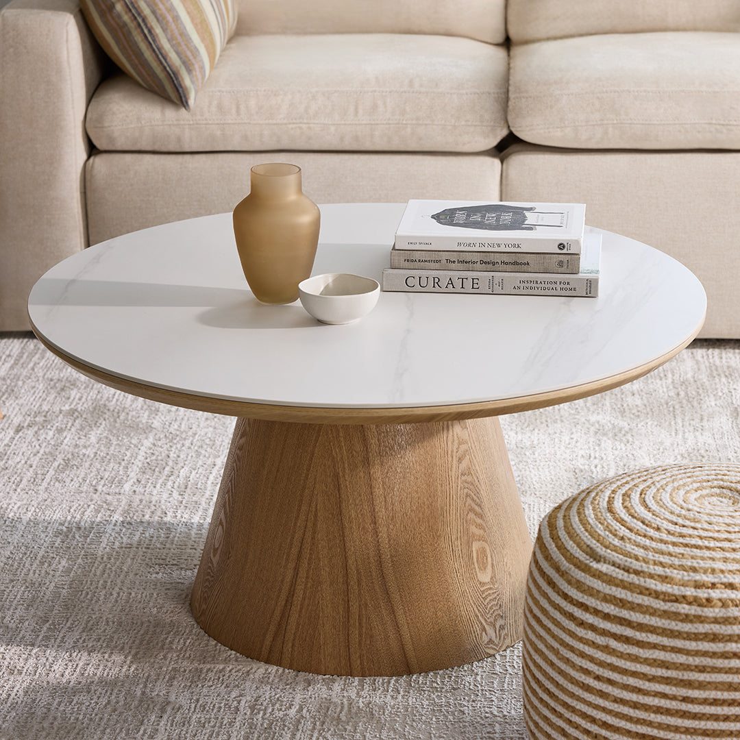 Rosie, Wood and White Stone Coffee Table | MUST – Must Société