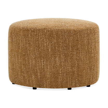 Caramel - pouf rond en tissu jaune 