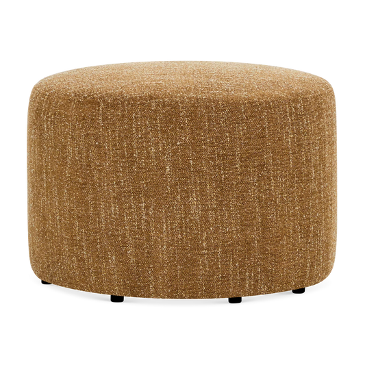 Caramel - pouf rond en tissu jaune 