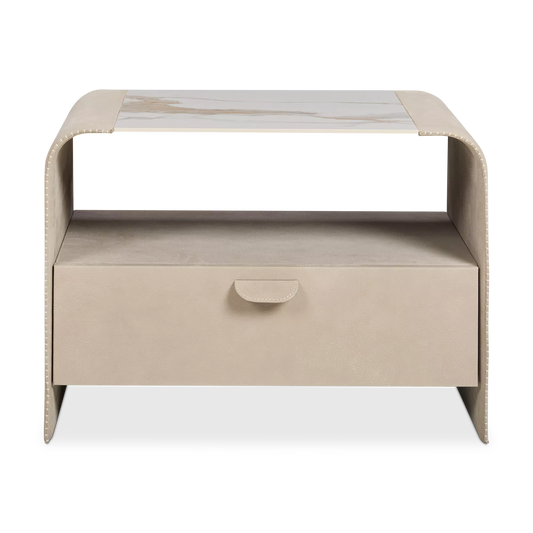 Zen - Table de chevet en cuir par Gamma