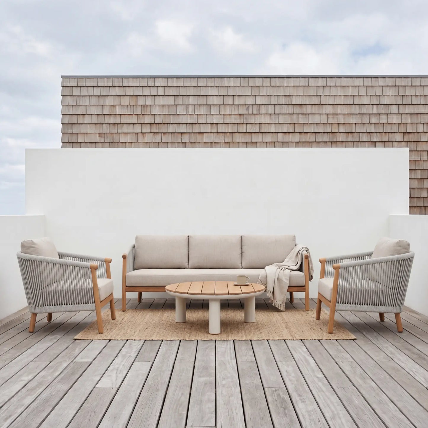 Villa - Ensemble Canapé et fauteuil extérieur en teck