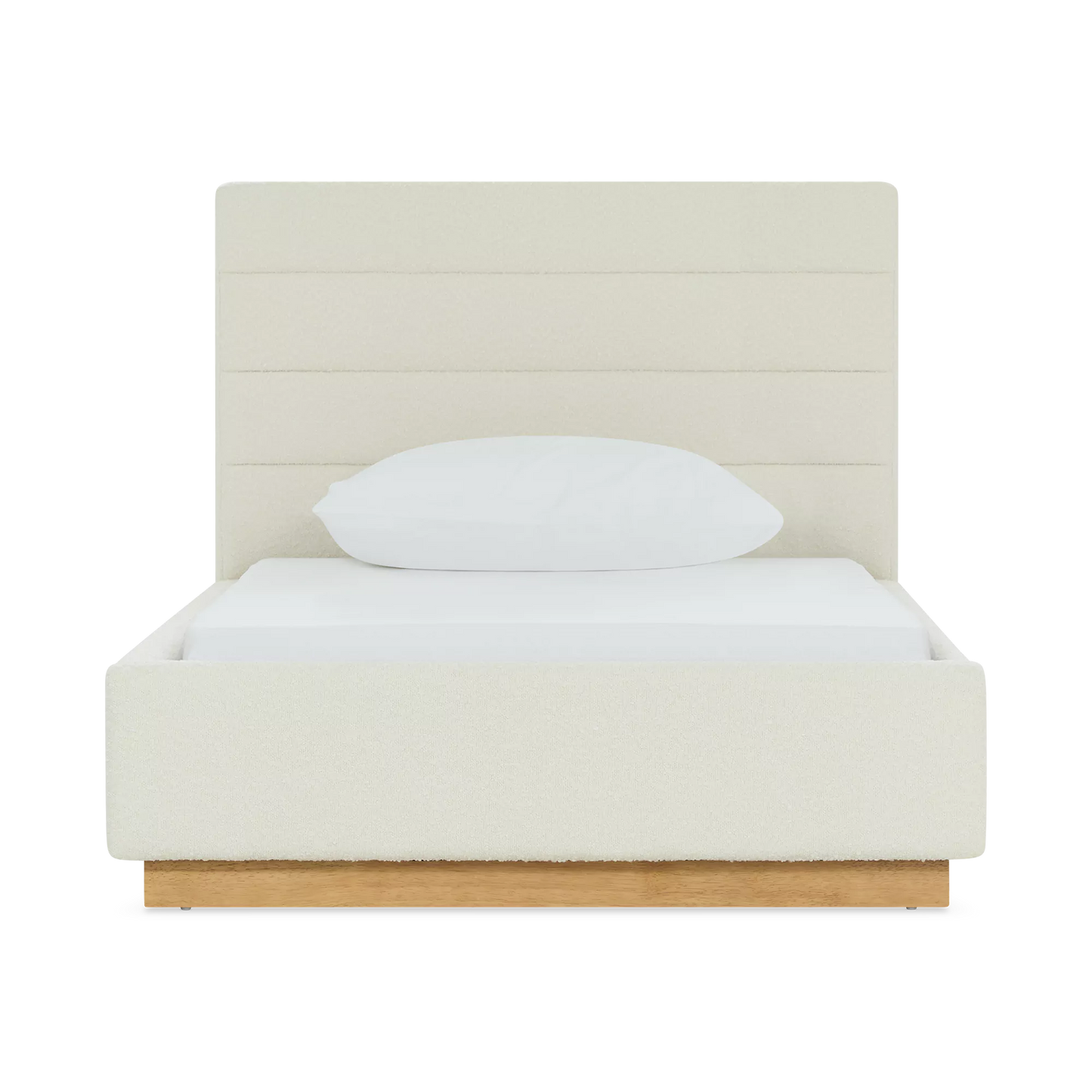 Plinth - Modern Ivory Bouclé Fabric Upholstered Bed