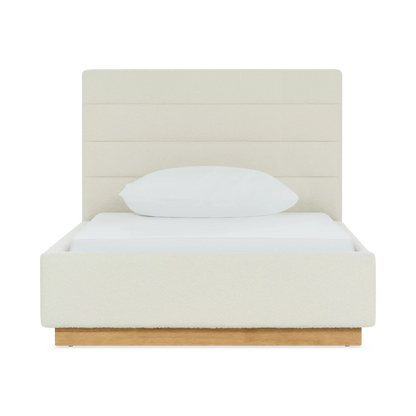 Plinth - Modern Ivory Bouclé Fabric Upholstered Bed