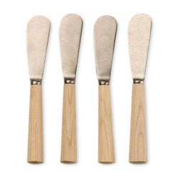 Maple - 4 piece hammered steel and maple wood spreader knives