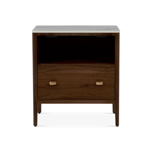 Zara - Smoked Walnut Wood Nightstand by Mobican