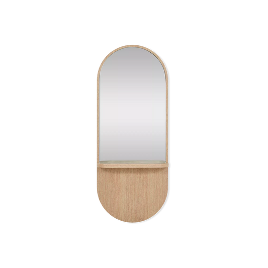 Robin - Grand miroir en bois et travertin