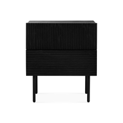 Cannelle - Table de chevet en bois avec 2 tiroirs