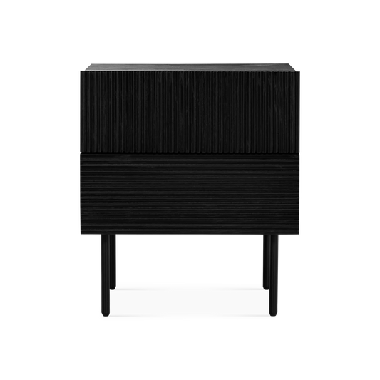 Cannelle - Table de chevet en bois avec 2 tiroirs