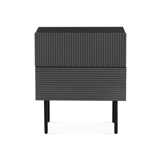 Cannelle - Table de chevet en bois avec 2 tiroirs