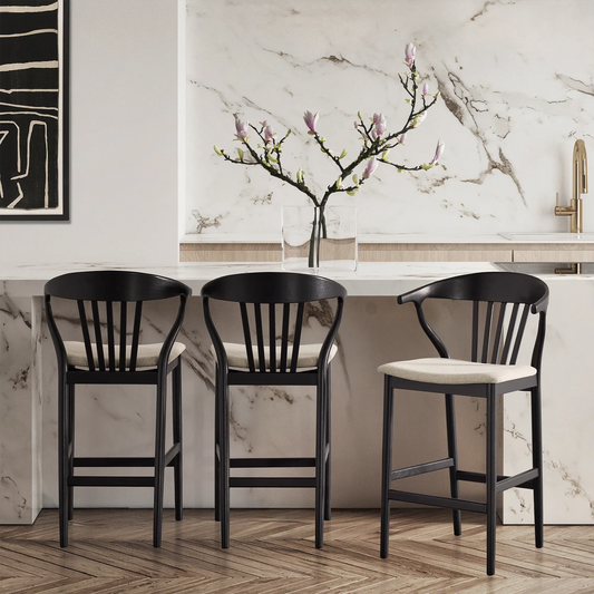 Nordic - Tabouret en chêne et tissu naturel