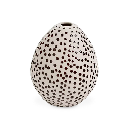 Dots - vase en argile ivoire et brune