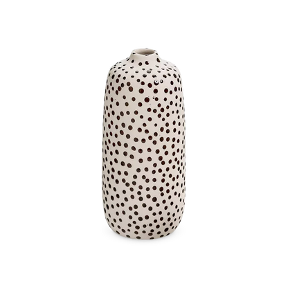 Dots - vase en argile ivoire et brune