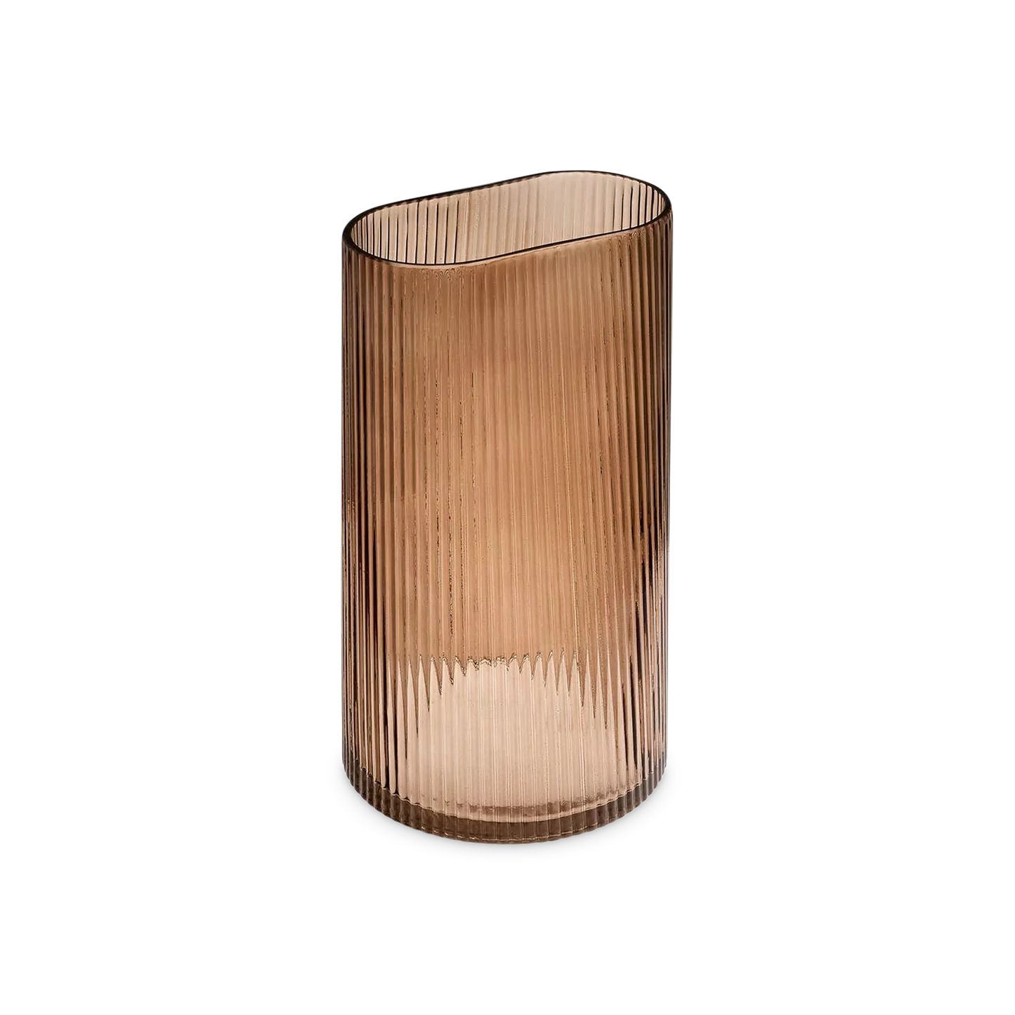 Iris - vase déco en verre brun texturé