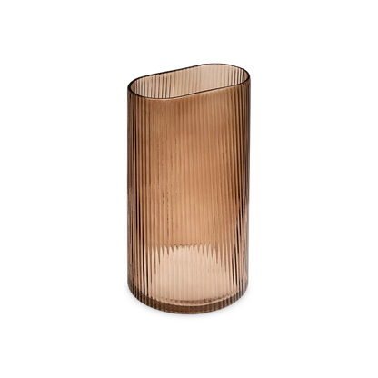 Iris - vase déco en verre brun texturé