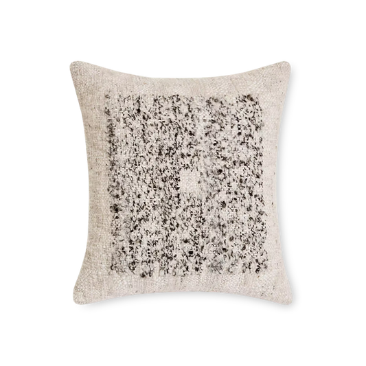 Parvan - coussin carré ivoire et brun