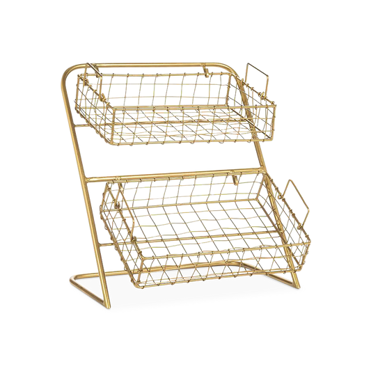 Network II - rangement en métal avec 2 plateaux