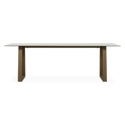 Spinoza - Table de salle à manger avec plateau à effet métal brut