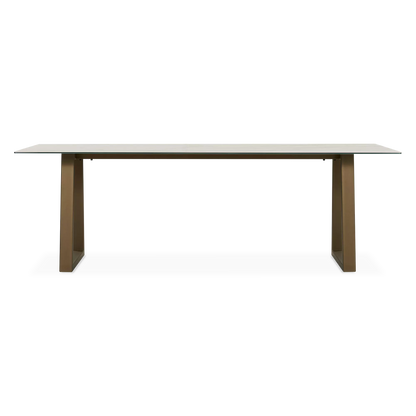 Spinoza - Table de salle à manger avec plateau à effet métal brut