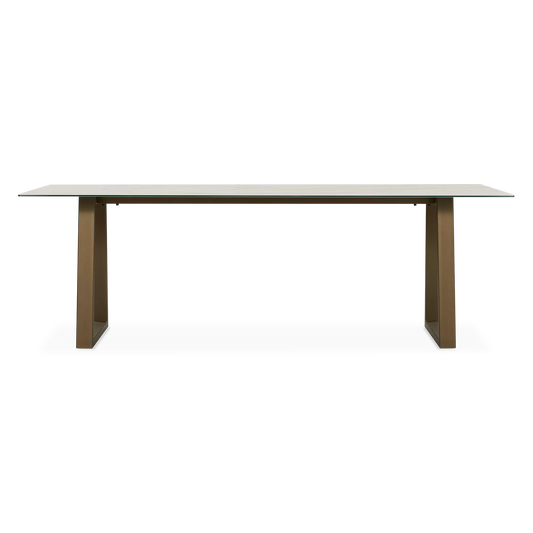 Spinoza - Table de salle à manger avec plateau à effet métal brut
