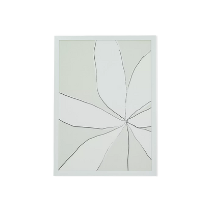 Floral - tableau de fleur sur lin encadré de blanc