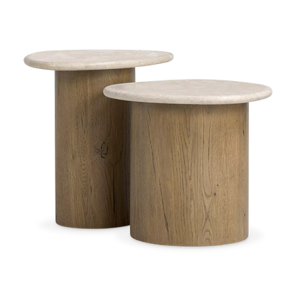 Kovo - Wood and Marble Nesting Table Set by Four Hands
