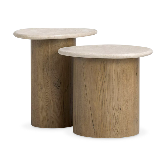 Kovo - Wood and Marble Nesting Table Set by Four Hands