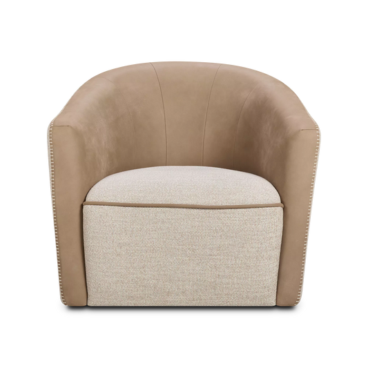 Lady Sharon - Swivel Leather Armchair by Gamma