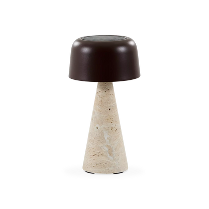 Shitake - Lampe de table extérieure en travertin