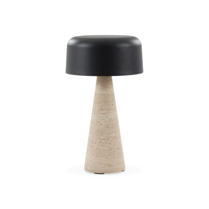 Shitake - Lampe de table extérieure en travertin