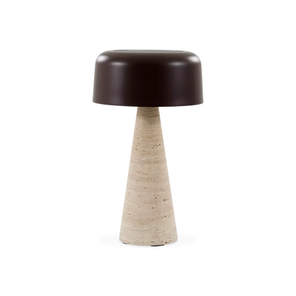 Shitake - Lampe de table extérieure en travertin