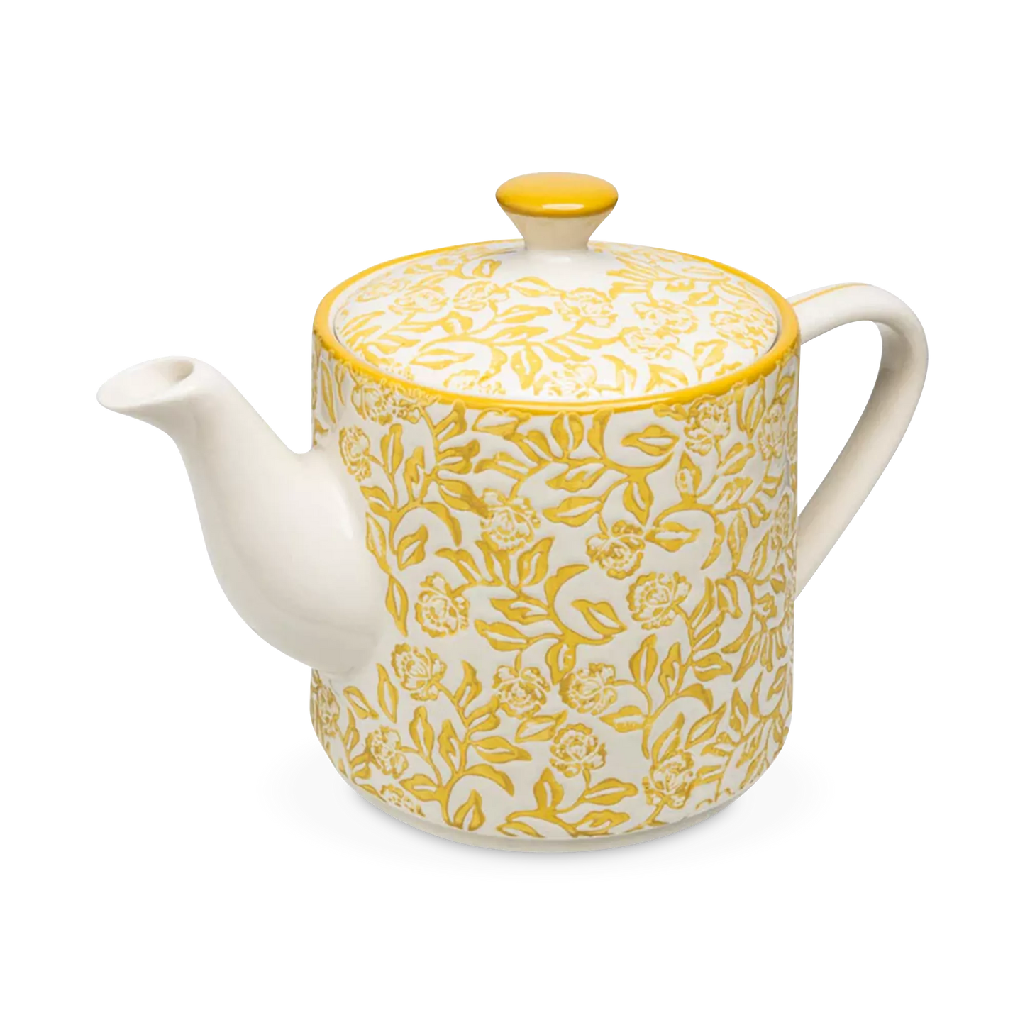 Rustic - stoneware teapot with floral pattern
