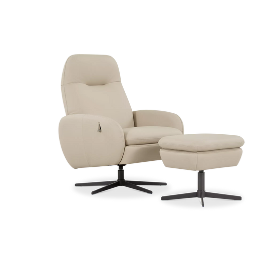 Davos - Fauteuil en cuir inclinable avec repose-pieds