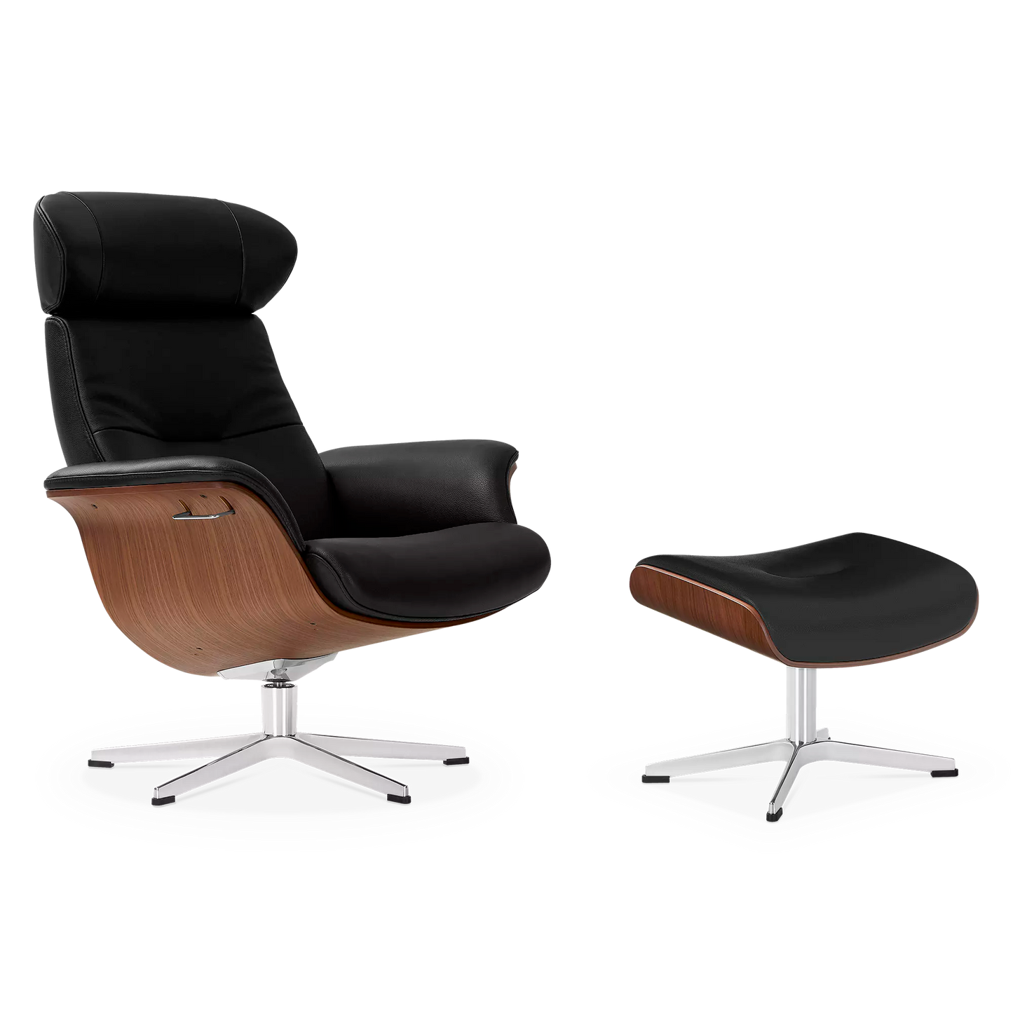 Time Out - Fauteuil inclinable en cuir avec repose-pieds par Conform