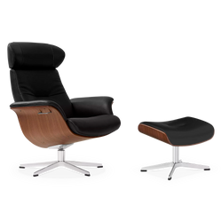 Timeout - Fauteuil inclinable en cuir avec repose-pieds par Conform