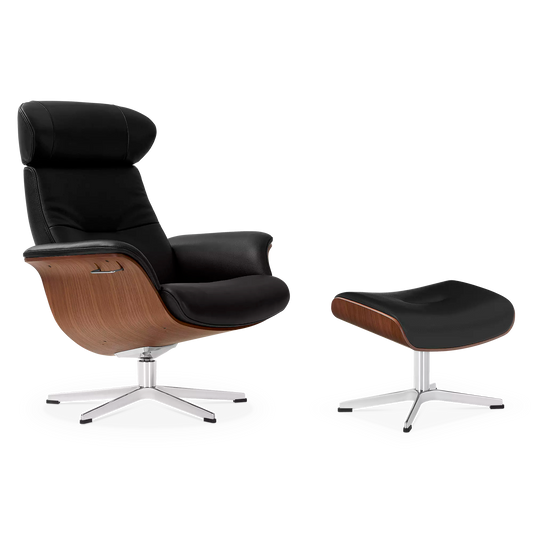 Timeout - Fauteuil inclinable en cuir avec repose-pieds par Conform