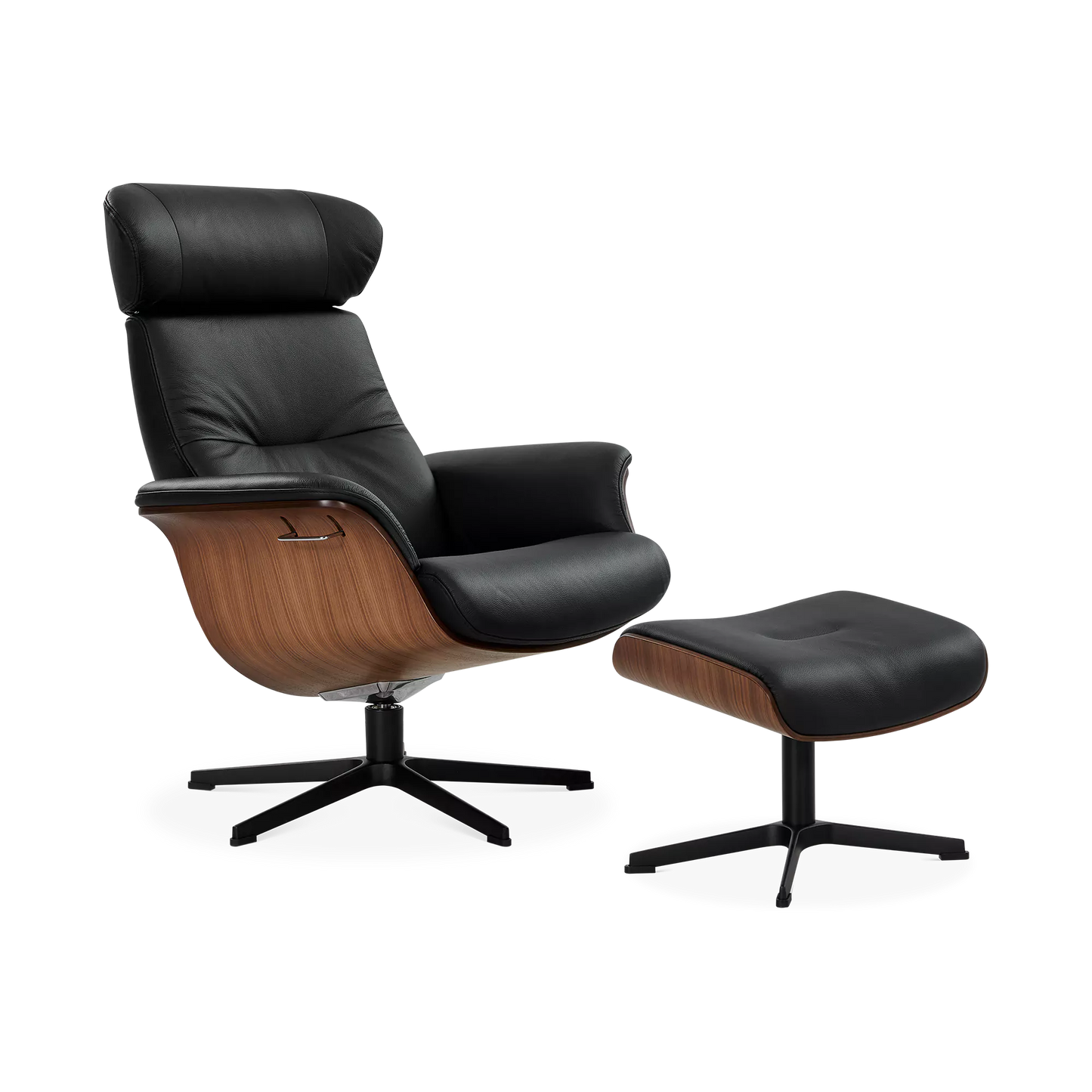 Time Out - Fauteuil inclinable en cuir avec repose-pieds par Conform