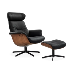 Time Out - Fauteuil inclinable en cuir avec repose-pieds par Conform
