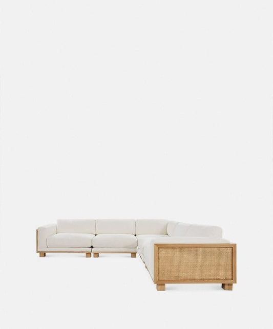 Lumpur - Sectional Sofa with Wood and Rattan Frame